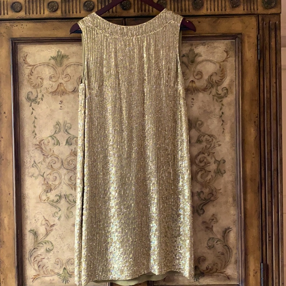 JCrew gold beaded short dress